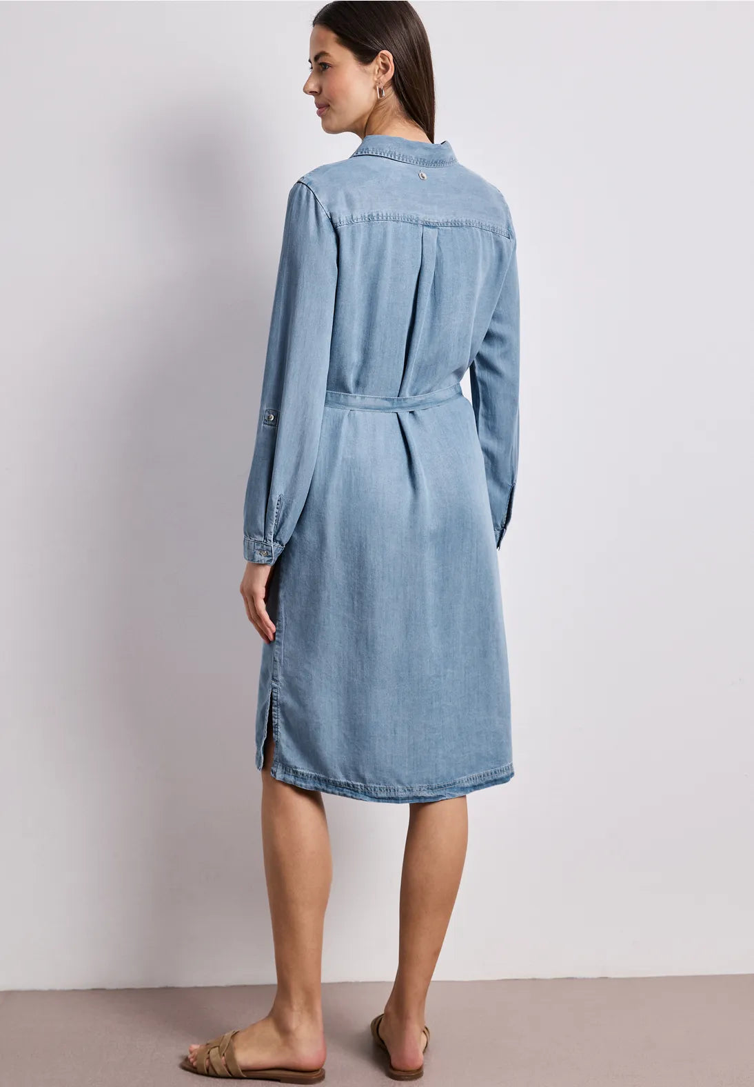 Let denim skjortekjole i lyocell kvalitet