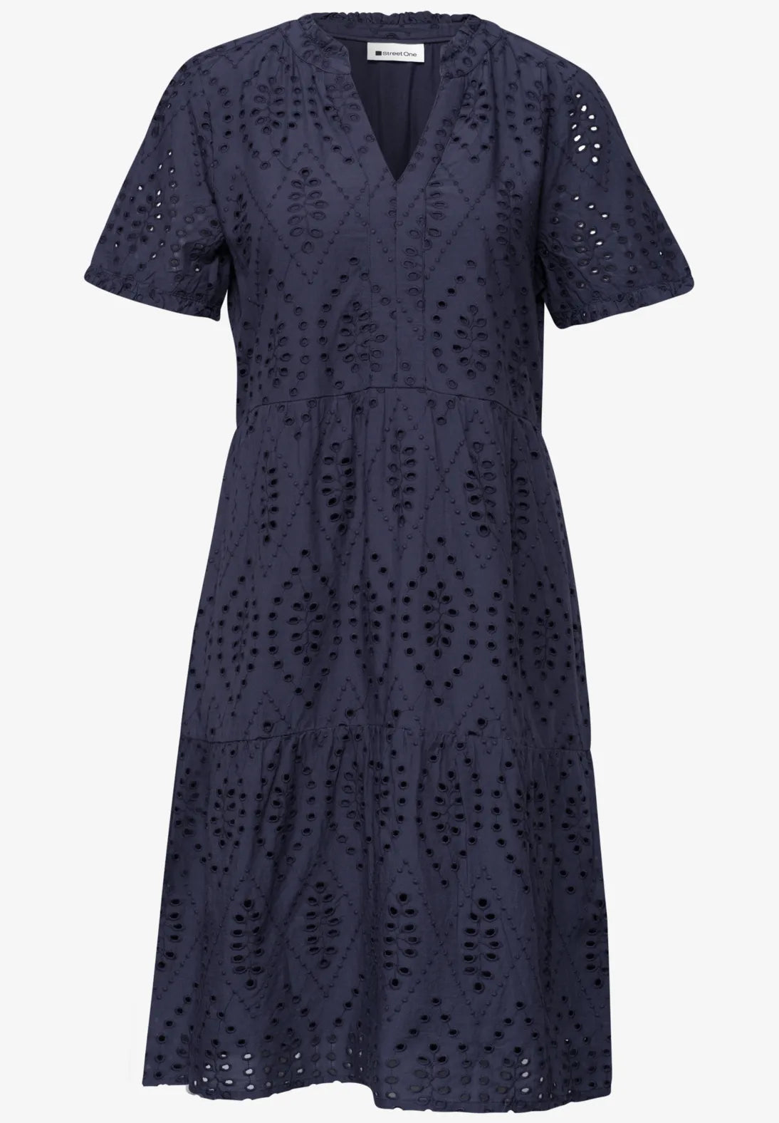 Feminin kjole med split neck og korte ærmer