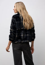 Street One ternet fake fur jakke 212821 med ståkrave og lynlås