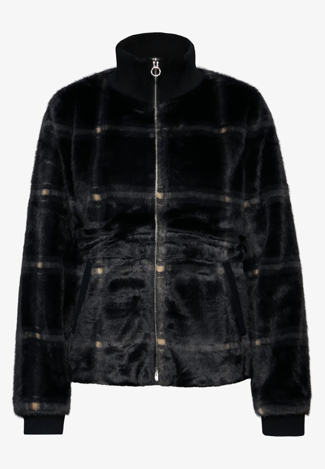 Street One ternet fake fur jakke 212821 med ståkrave og lynlås
