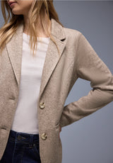 Street One ribstrikket blazer i light terra mocha