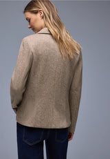 Street One ribstrikket blazer i light terra mocha