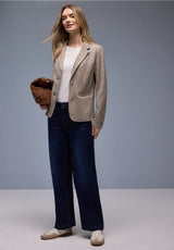 Street One Soft Rib Knit Blazer – Light Terra Mocha | Ribstrikket Blazer med Stretch