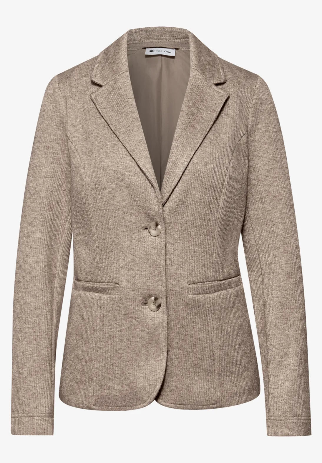 Street One ribstrikket blazer i light terra mocha