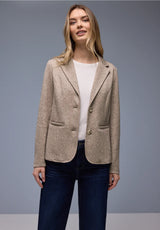 Street One ribstrikket blazer i light terra mocha