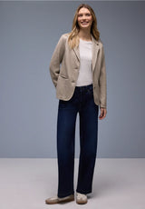 Street One ribstrikket blazer i light terra mocha