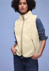 Blød beige vest med lynlåslommer