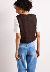 Vest med knapper i mørkebrun nuance