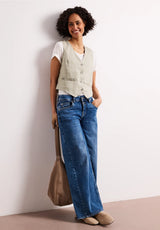 Let hør vest til dame i beige nuance