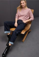 Street One 303555 seamless structure sweater i powder pink meleret med turtleneck