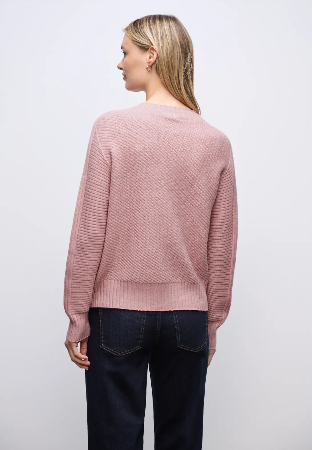 Street One 303555 seamless structure sweater i powder pink meleret med turtleneck