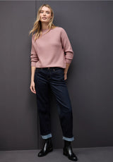 Street One 303555 seamless structure sweater i powder pink meleret med turtleneck