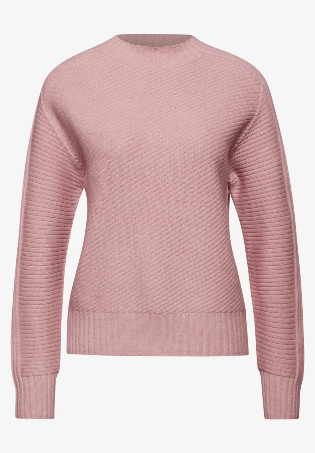 Street One 303555 seamless structure sweater i powder pink meleret med turtleneck