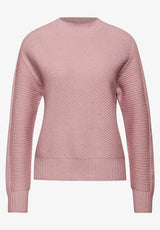 Street One 303555 seamless structure sweater i powder pink meleret med turtleneck