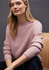 Street One 303555 seamless structure sweater i powder pink meleret med turtleneck