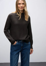 Street One 303555 seamless structure sweater i Darkest Brown med turtleneck