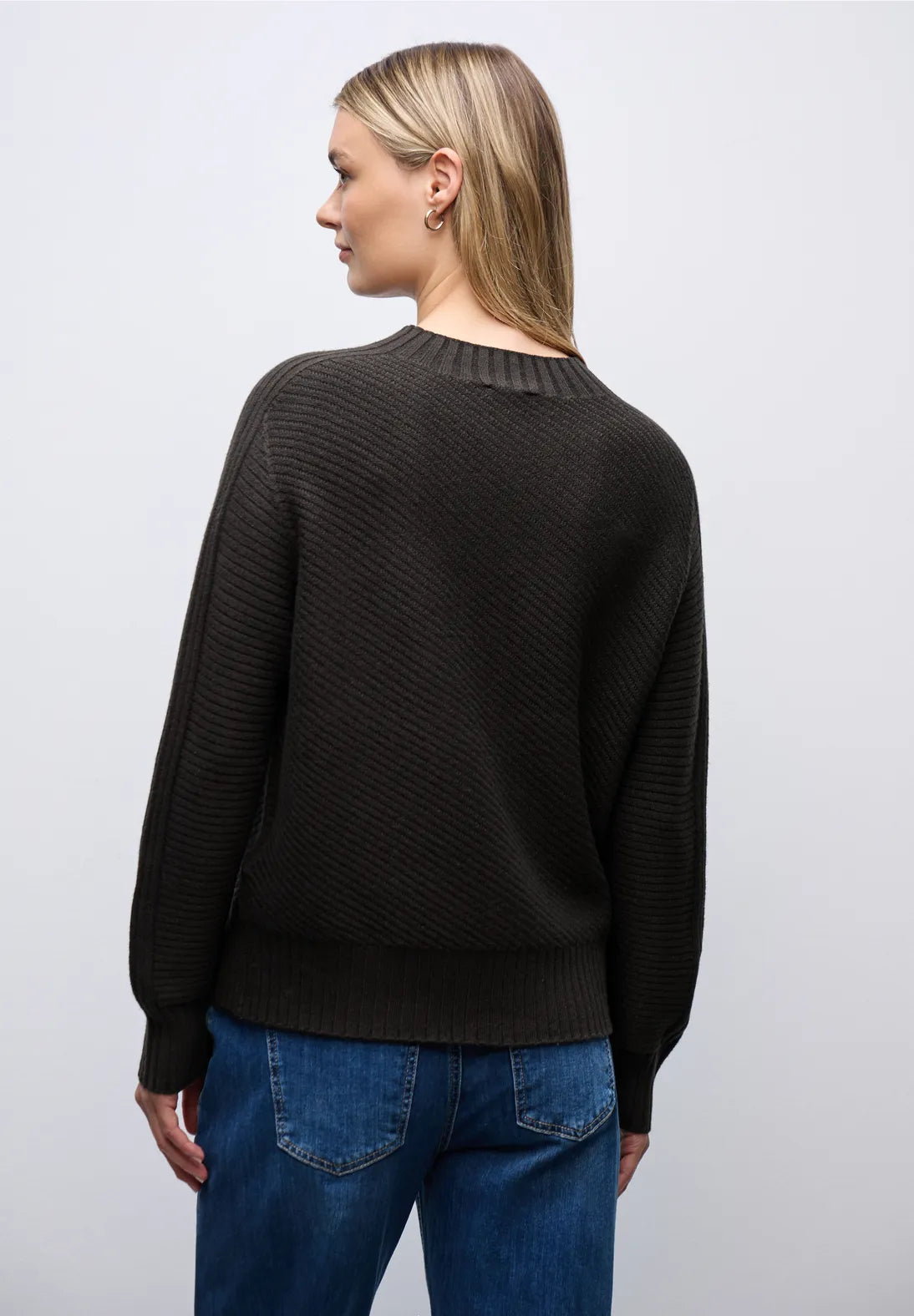 Street One 303555 seamless structure sweater i Darkest Brown med turtleneck