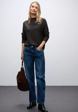 Street One 303555 seamless structure sweater i Darkest Brown med turtleneck