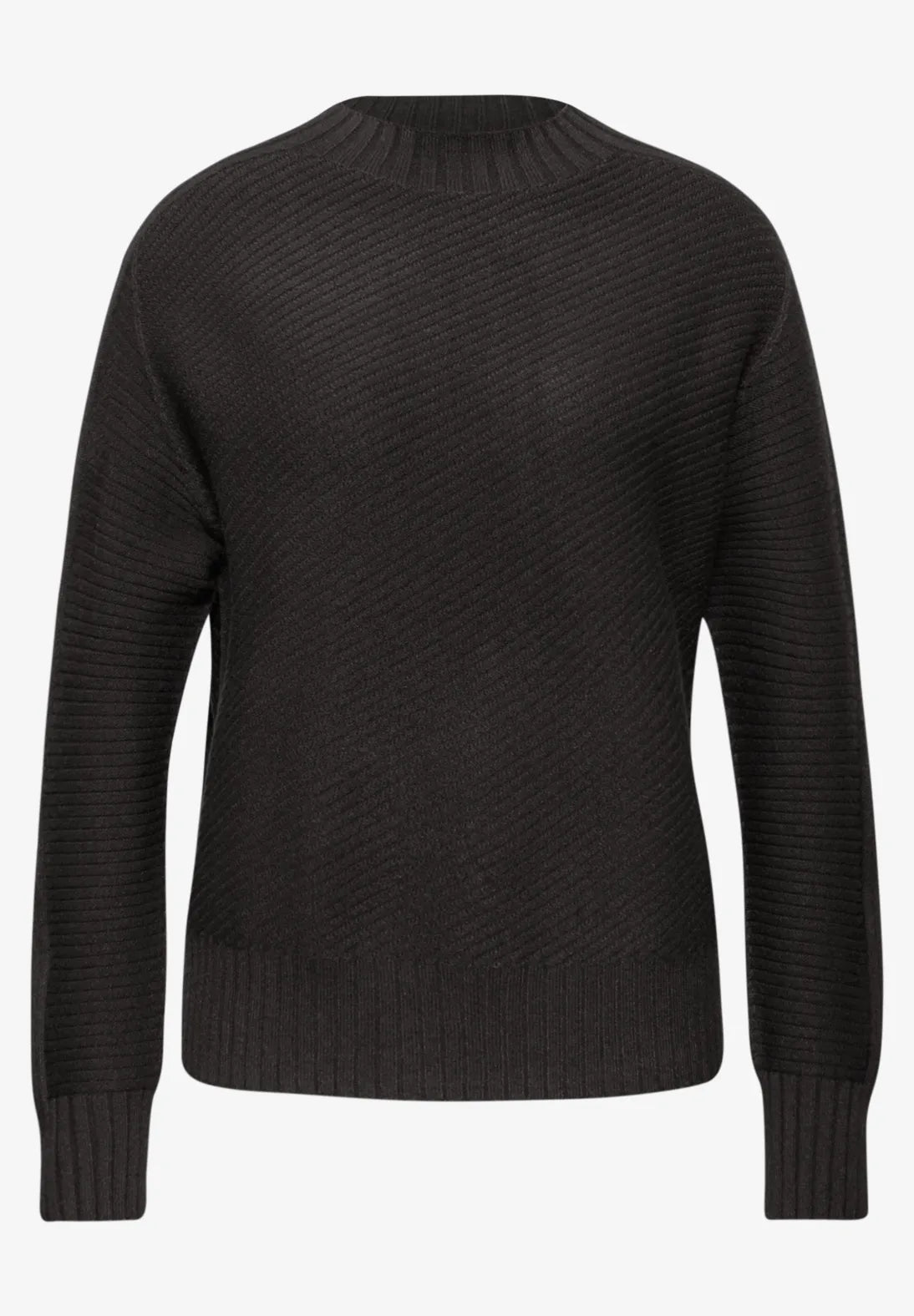 Street One 303555 seamless structure sweater i Darkest Brown med turtleneck