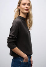 Street One 303555 seamless structure sweater i Darkest Brown med turtleneck