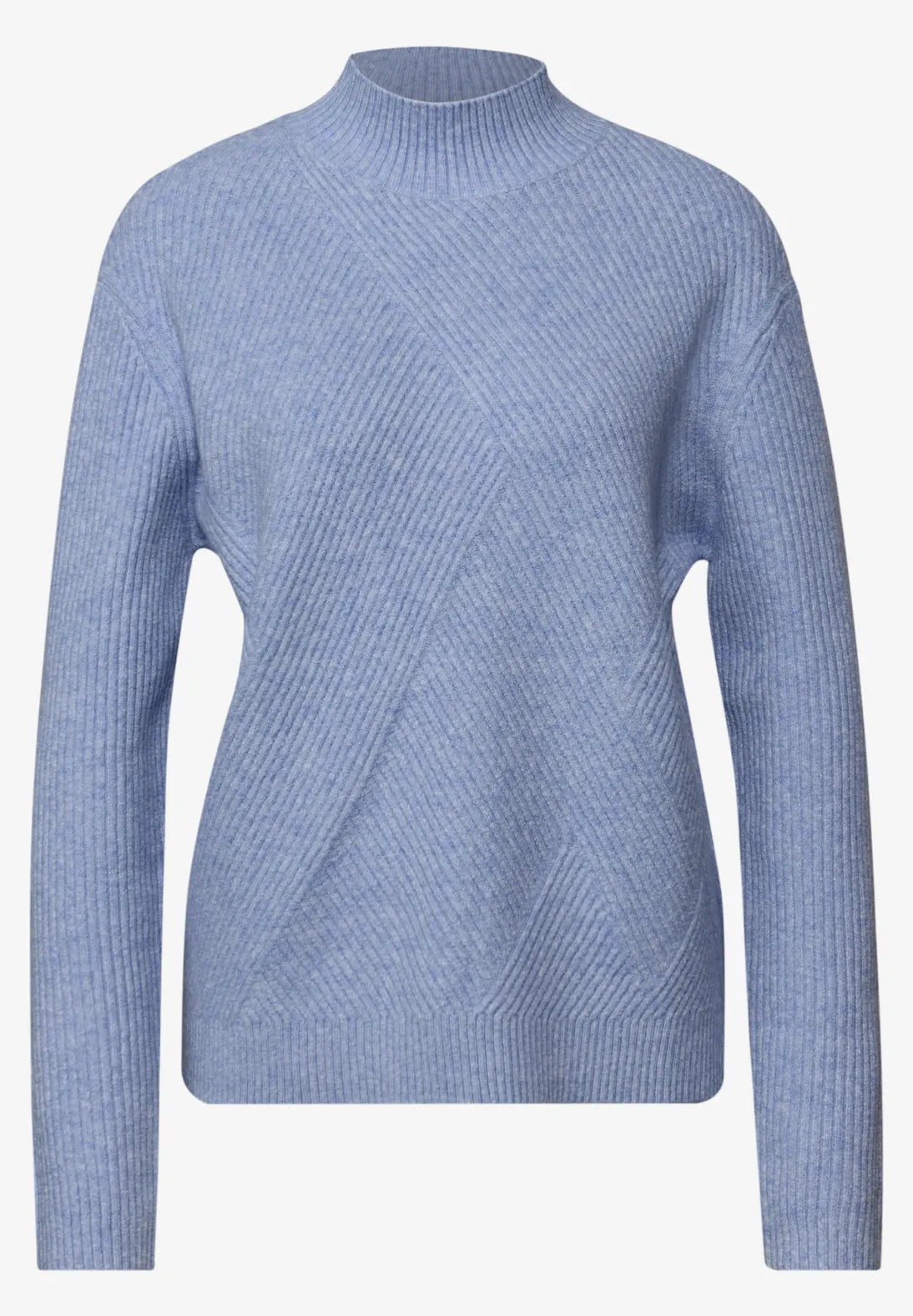 Cosy Structure Sweater fra Street One i farven Frosted Blue meleret set forfra
