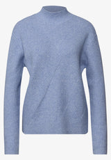 Cosy Structure Sweater fra Street One i farven Frosted Blue meleret set forfra
