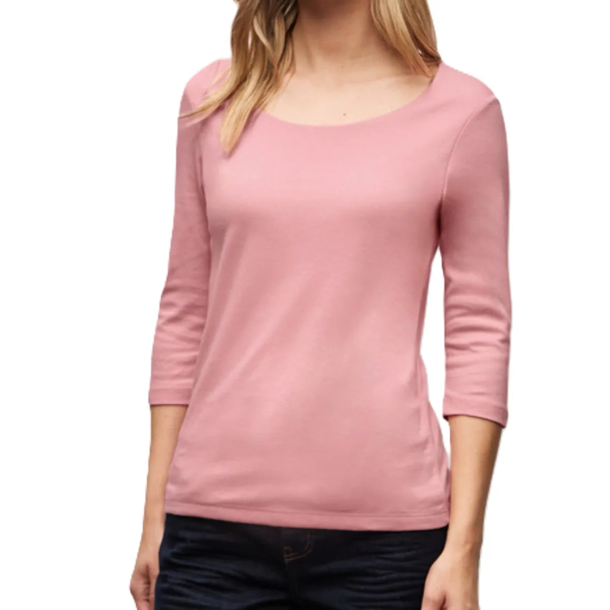 Street One Pania 317659 T-shirt i powder pink med 3/4-ærmer og rund hals
