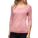 Street One Pania 317659 T-shirt i powder pink med 3/4-ærmer og rund hals