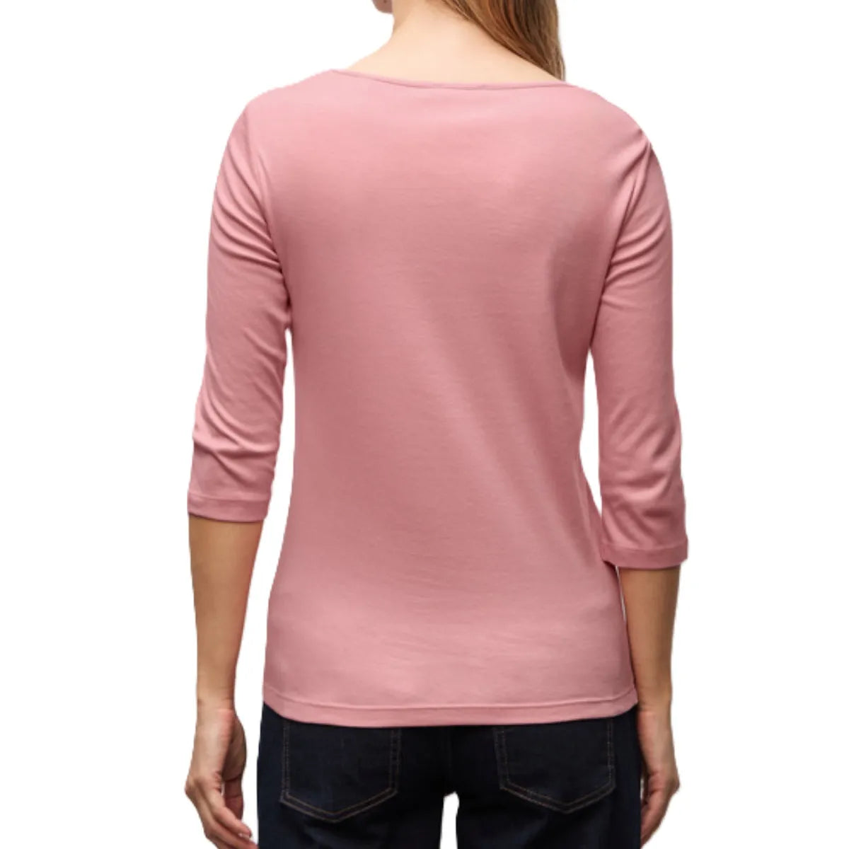 Street One Pania 317659 T-shirt i powder pink med 3/4-ærmer og rund hals