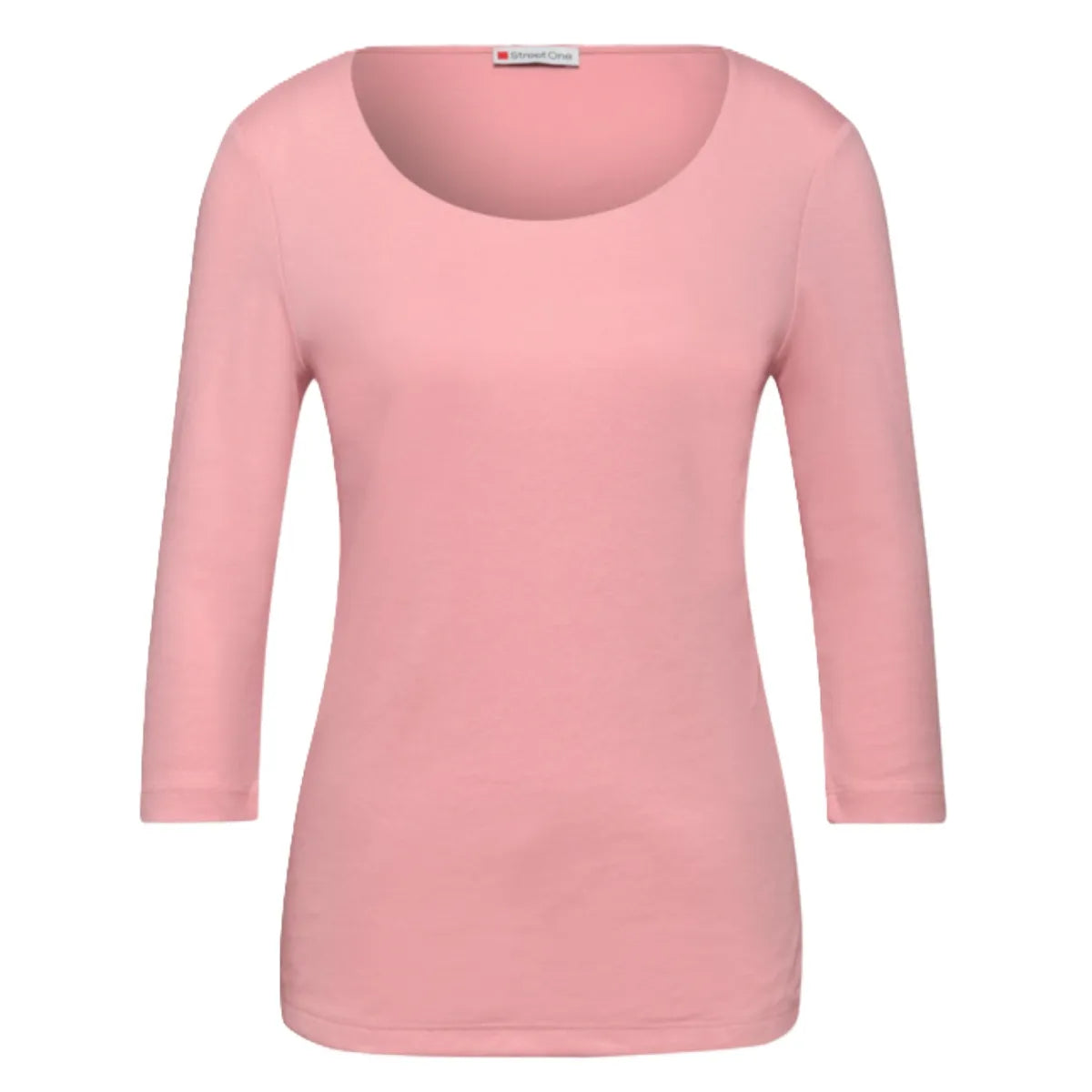 Street One Pania 317659 T-shirt i powder pink med 3/4-ærmer og rund hals