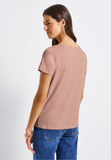 Street One T-shirt i Faded Rose med print – model 323905