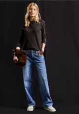 Langærmet rib shirt – figursyet pasform fra Street One (323988)