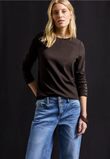 Langærmet rib shirt – figursyet pasform fra Street One (323988)
