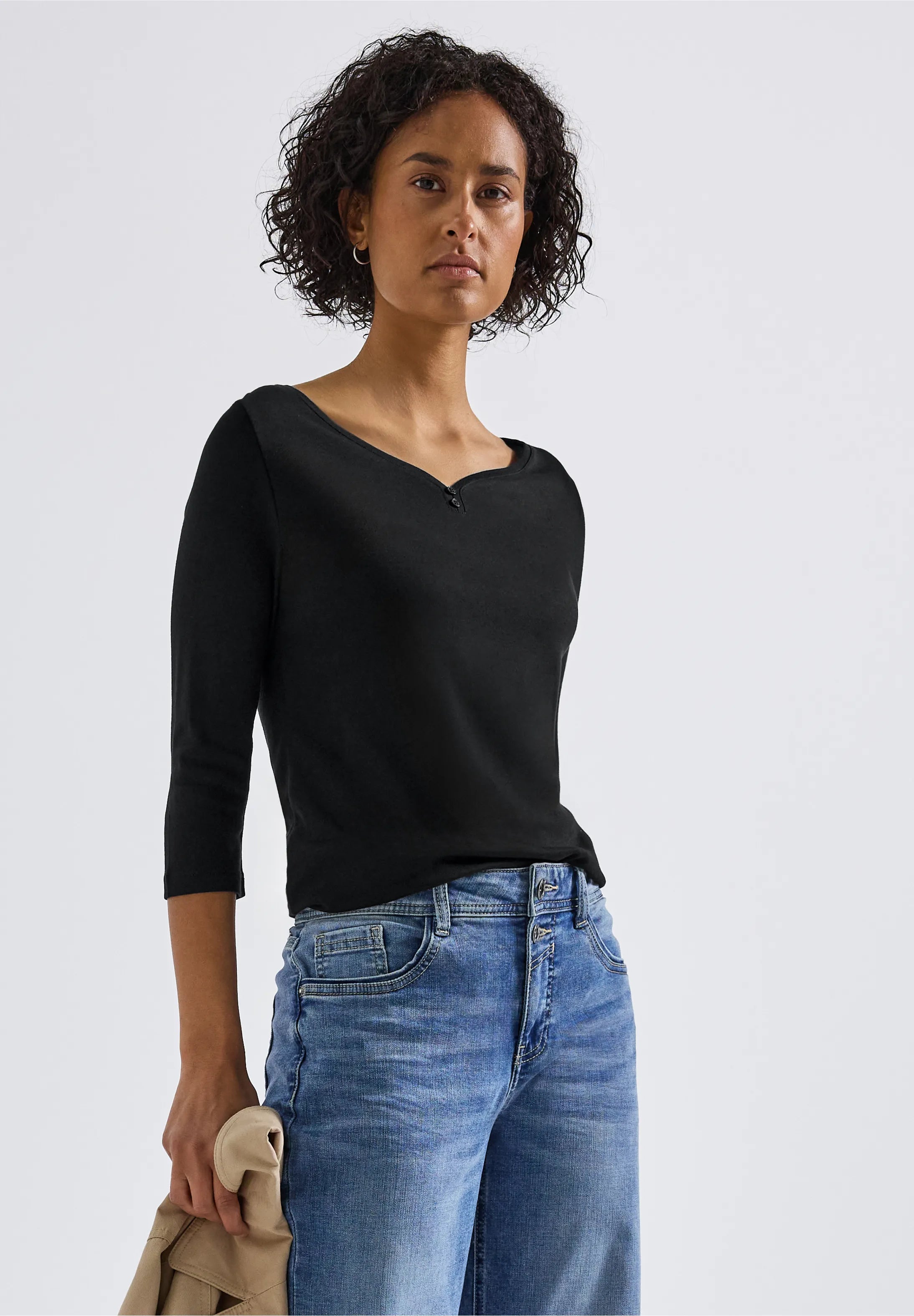 Basisbluse med 3/4-ærmer i bomuld/modal – Street One 323993