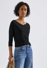 Basisbluse med 3/4-ærmer i bomuld/modal – Street One 323993
