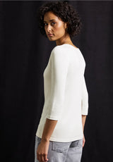 Side/ryg: Street One basic shirt i off white, regular pasform