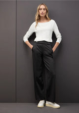 Street One QR New Lanea 324176 i off white – langærmet basisbluse med U-bådsudskæring og dobbelt forstykke