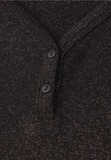 Street One Basic Shiny Shirt 324180 i dark brown med knaplukning og shiny finish