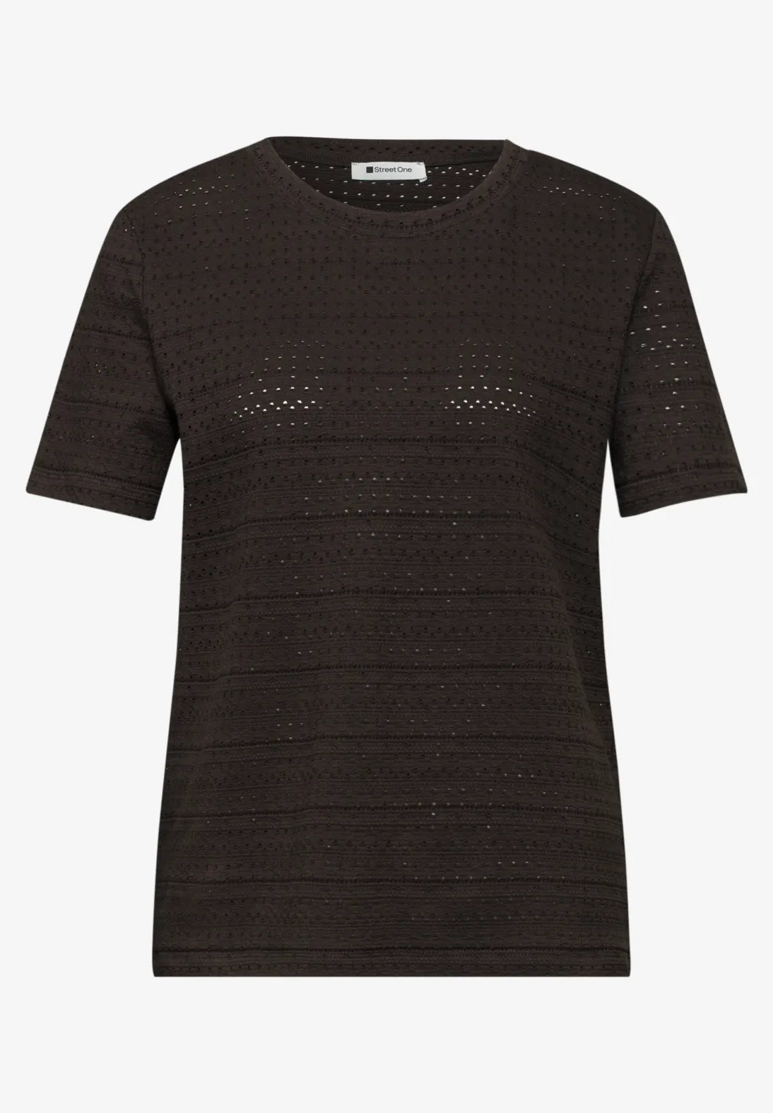 Street One sommer top espresso brown let bomulds t-shirt dame