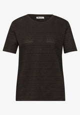 Street One sommer top espresso brown let bomulds t-shirt dame