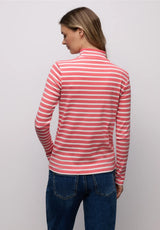 Street One stribet turtleneck bluse i Striking Coral