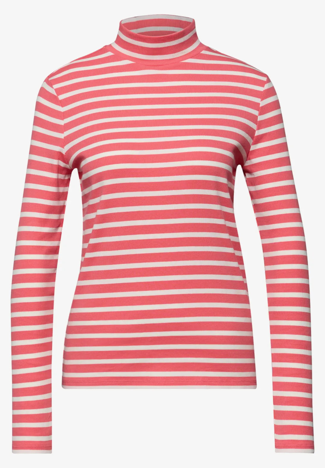 Street One stribet turtleneck bluse i Striking Coral