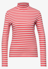 Street One stribet turtleneck bluse i Striking Coral