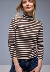 Street One stribet turtleneck bluse i Molten Earth