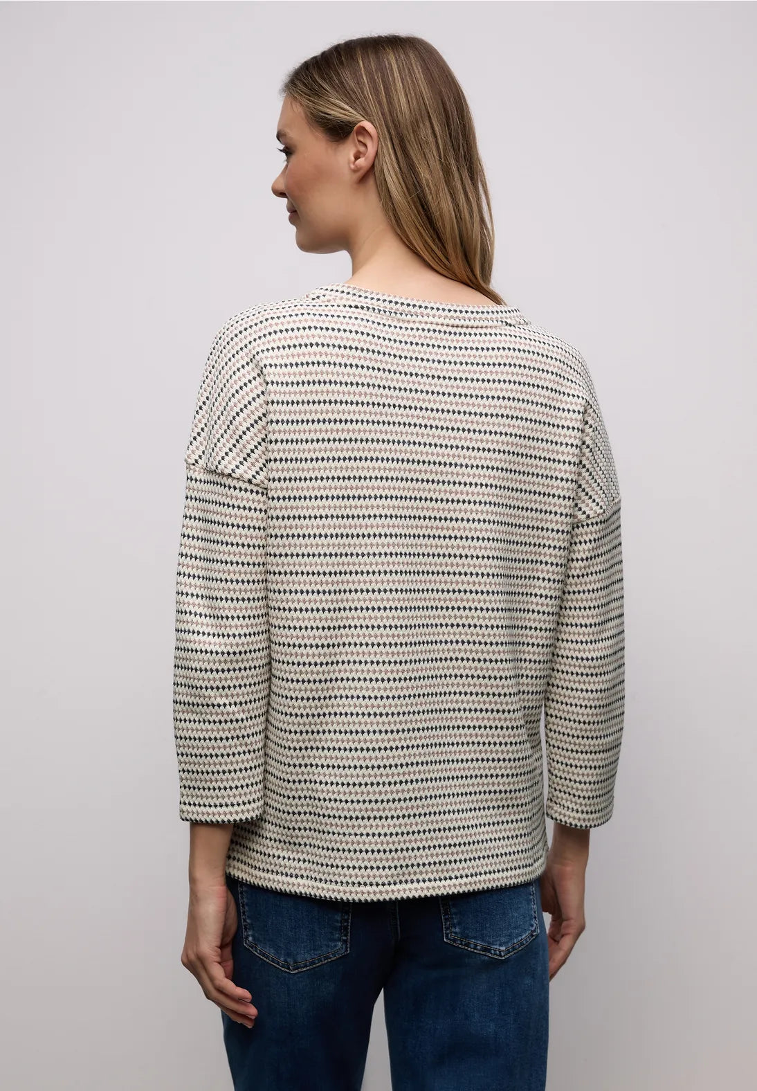 Multicolor Knit Look Shirt fra Street One i off white med striber