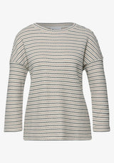 Stribet strik-look bluse fra Street One med U-boat hals