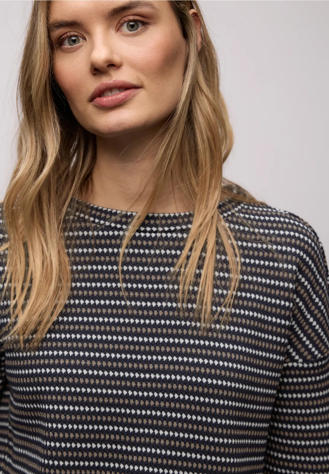 Multicolor Knit Look Shirt fra Street One i shadowed navy med striber