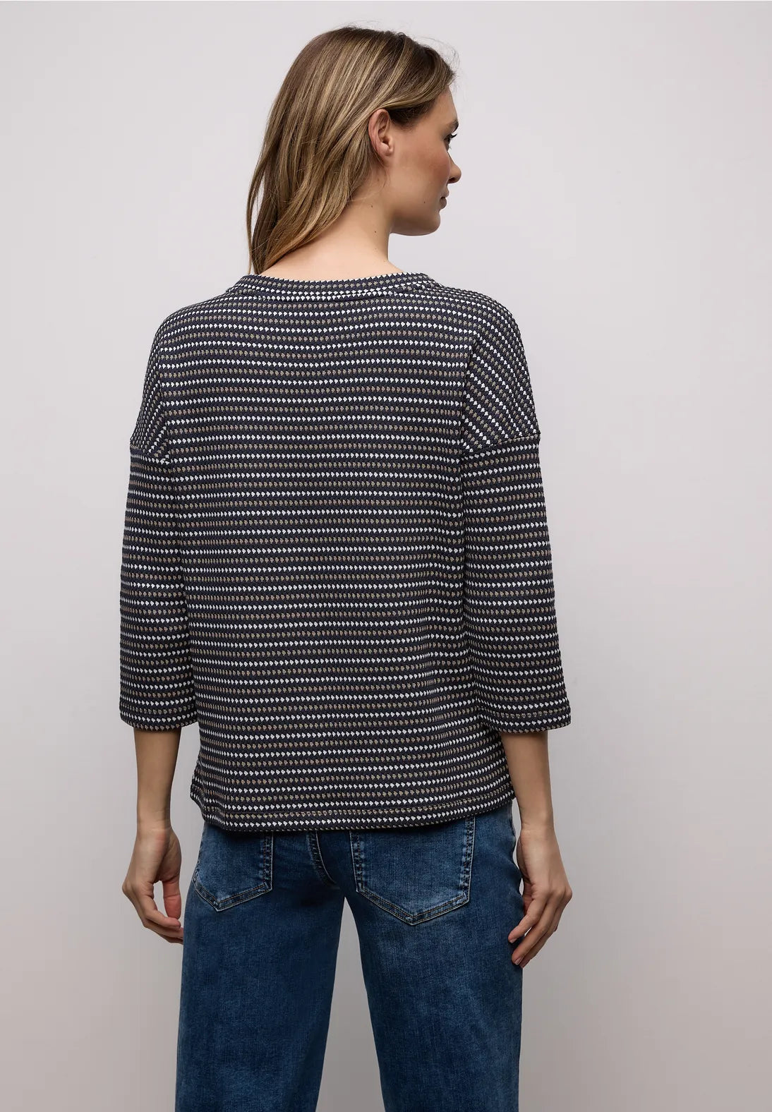 Multicolor Knit Look Shirt fra Street One i shadowed navy med striber