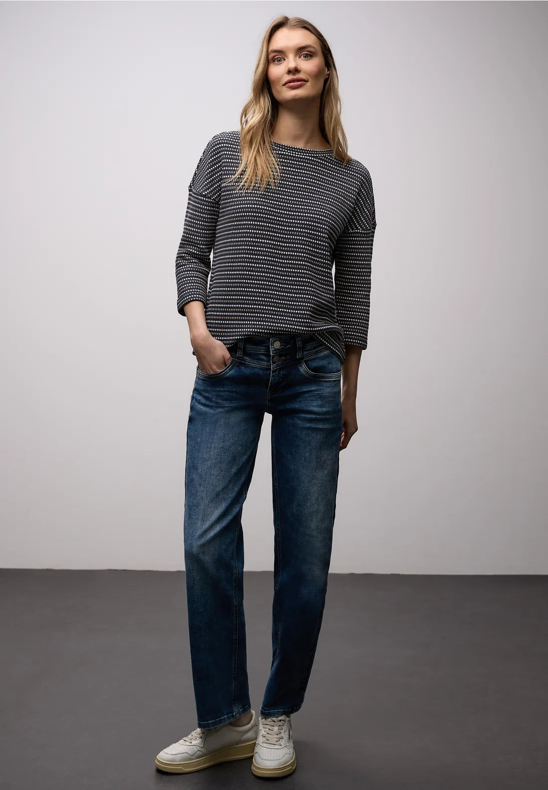 Multicolor Knit Look Shirt fra Street One i shadowed navy med striber
