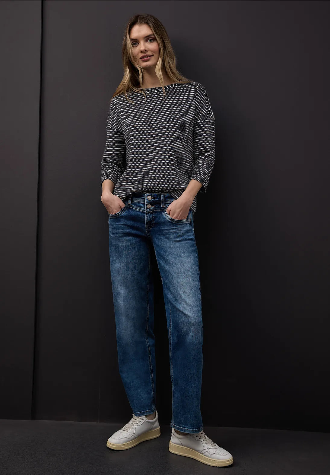 Multicolor Knit Look Shirt fra Street One i shadowed navy med striber